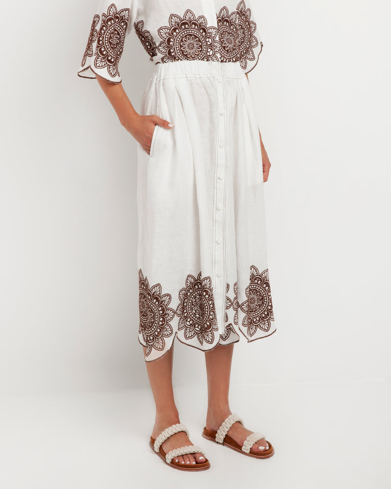 Kori-Fraser White Brown Skirt-Justbrazil
