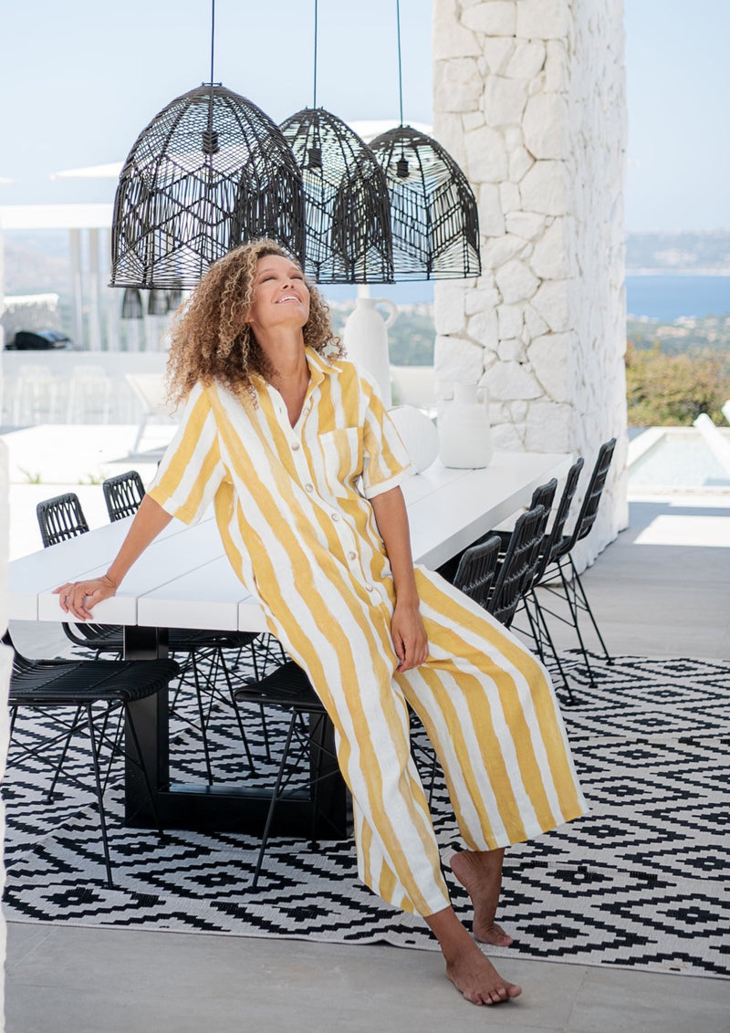 Galeria-Gavea Yellow Stripes Jumpsuit-Justbrazil
