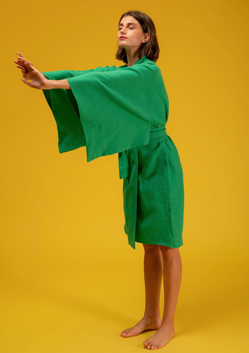 Galeria-Ginga Green Palm Kimono-Justbrazil