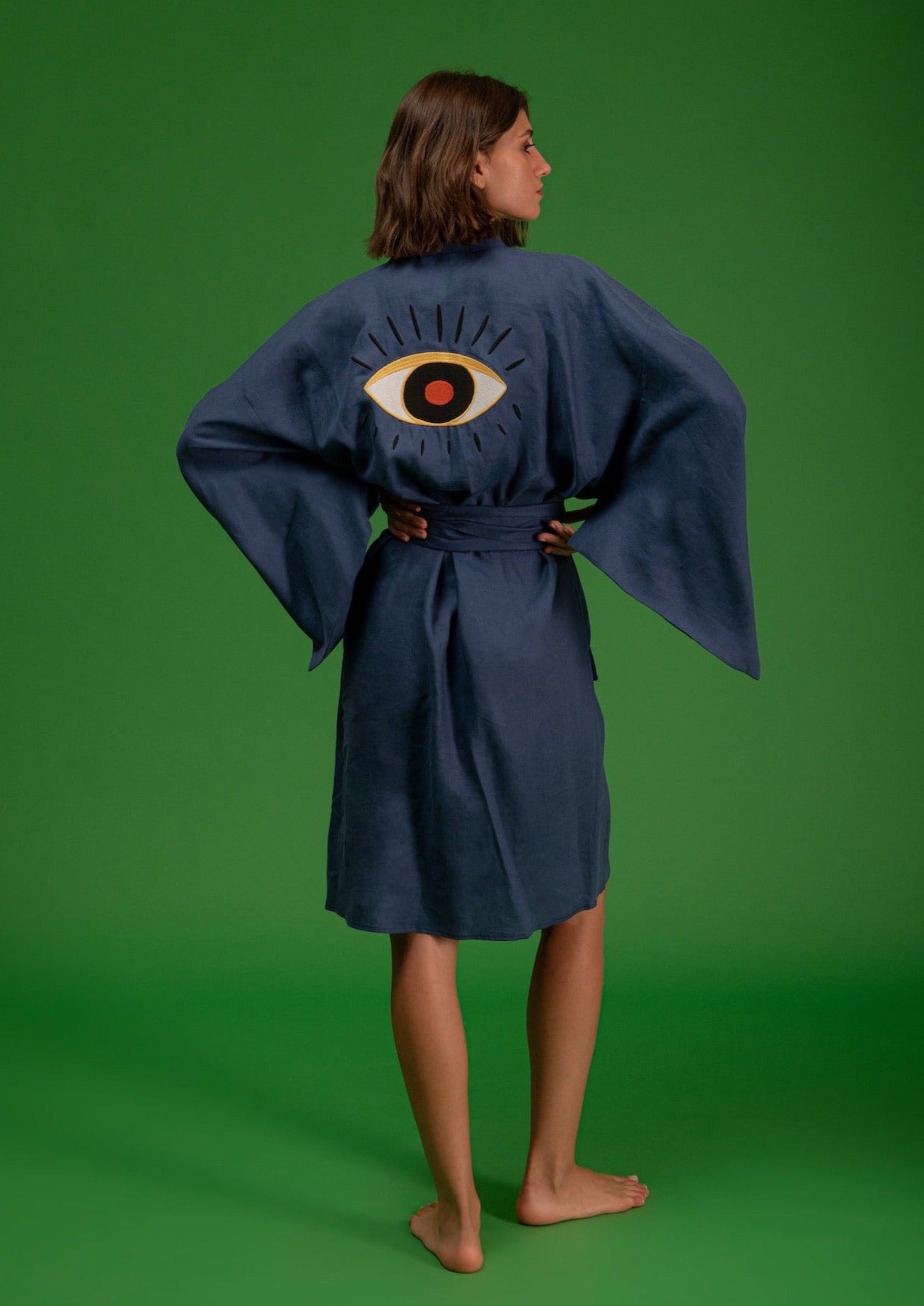 Galeria-Ginga Navy Blue Eye Kimono-Justbrazil