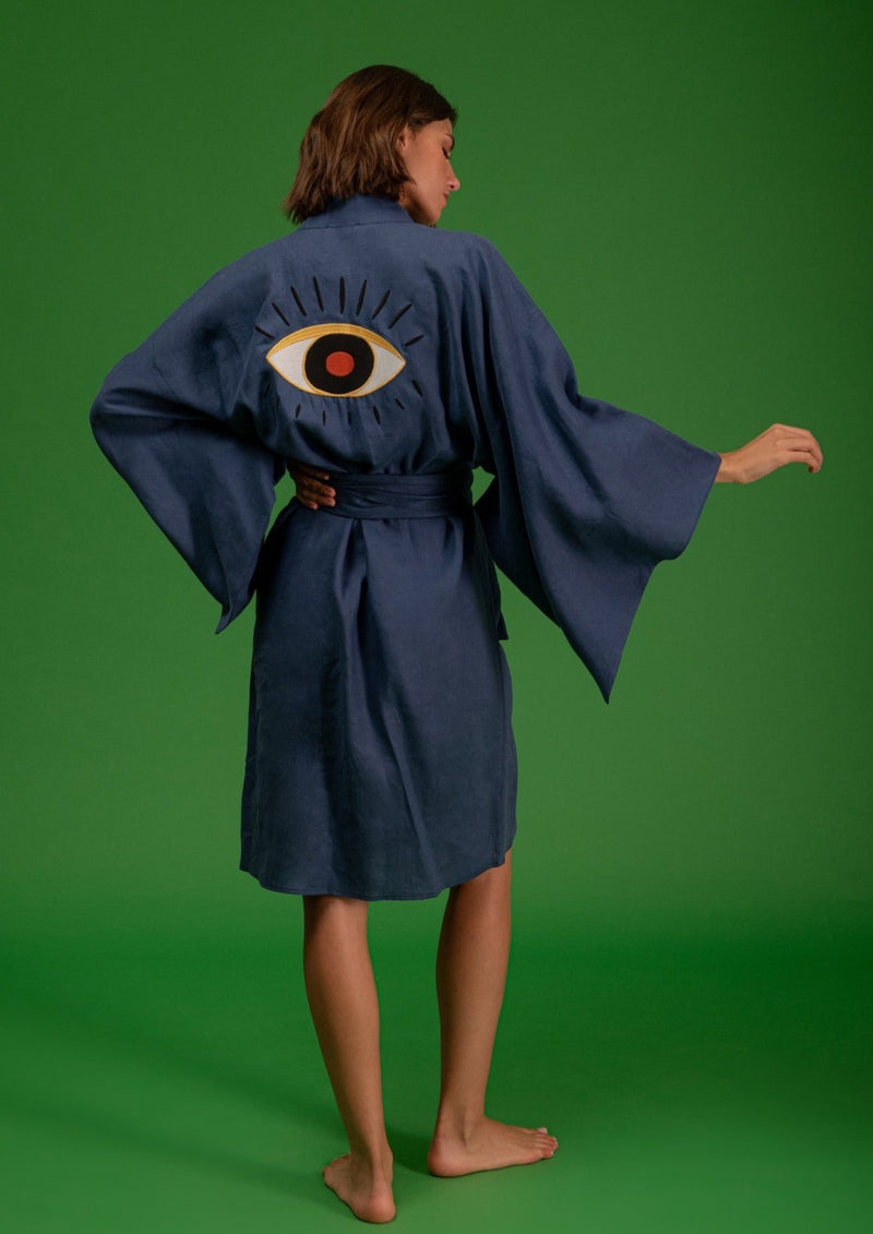 Galeria-Ginga Navy Blue Eye Kimono-Justbrazil