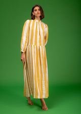 Galeria-Ginger Yellow Stripes Dress-Justbrazil