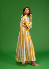 Galeria-Ginger Yellow Stripes Dress-Justbrazil
