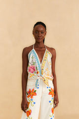 Farm Rio-Blouse-Grandma Gift Embroidered Halter Blouse-Just Brazil