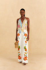 Farm Rio-Blouse-Grandma Gift Embroidered Halter Blouse-Just Brazil