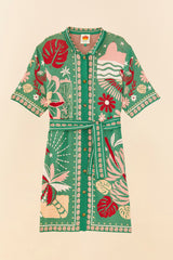 Green Rio TiLes Knit Shirt Dress
