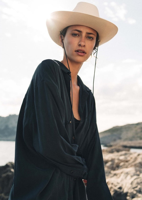 Ezra Black Leather Hat