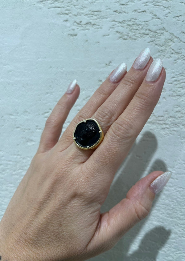 Hermina-Hermis Head Onyx Ring-Justbrazil