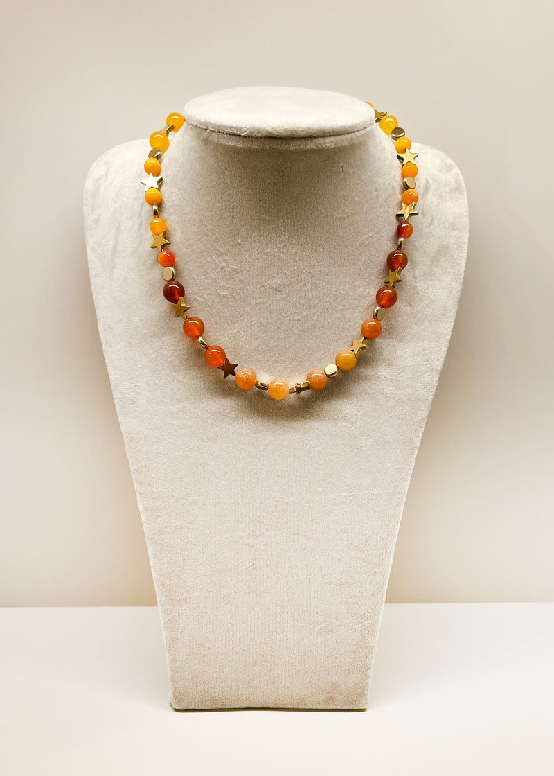Vesta Agate Orange Star Necklace