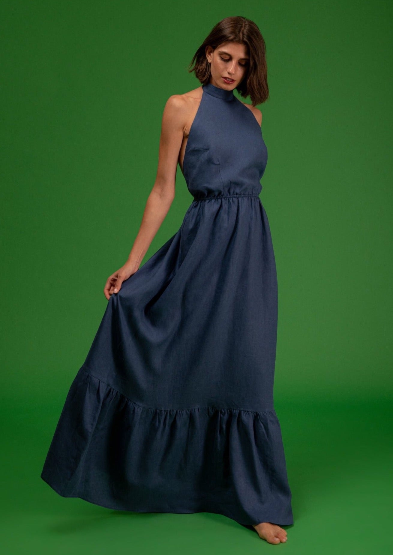 Galeria-Izabel Navy Blue Dress-Justbrazil