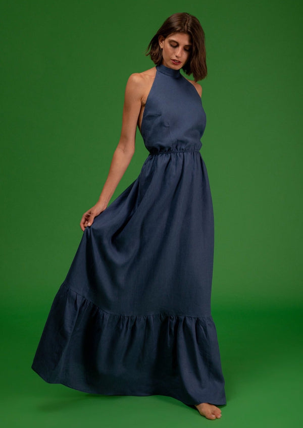 Galeria-Izabel Navy Blue Dress-Justbrazil