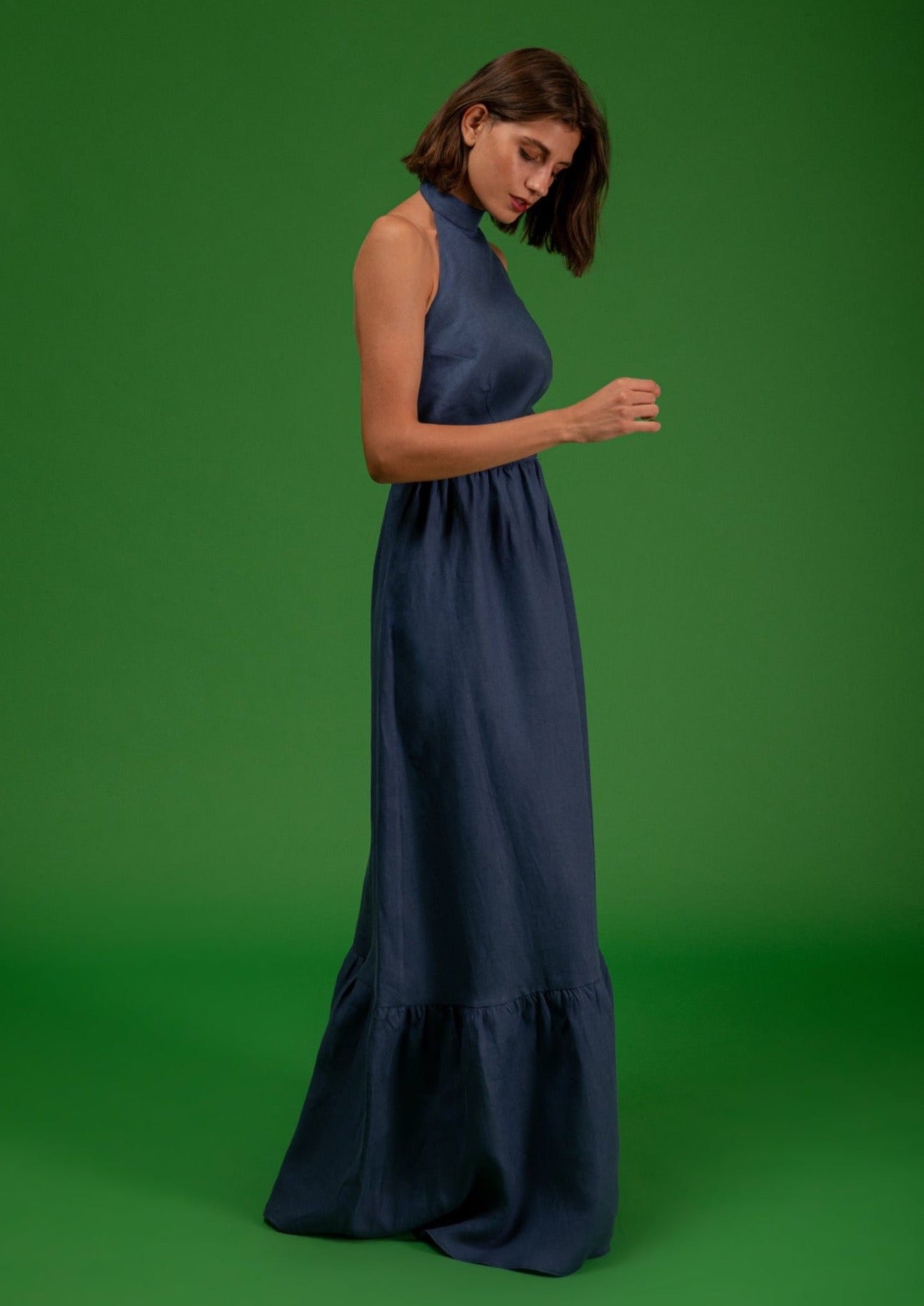 Galeria-Izabel Navy Blue Dress-Justbrazil