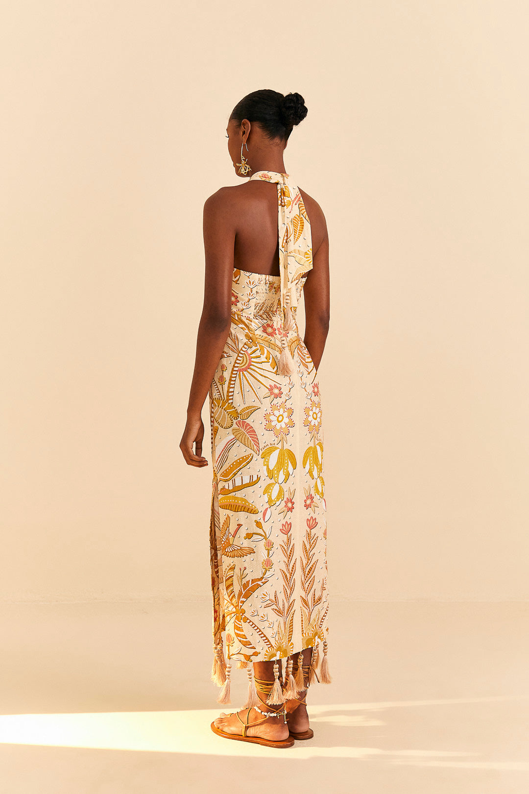 Farm Rio-Dress-Jungle Chic Sand Midi Dress-Just Brazil
