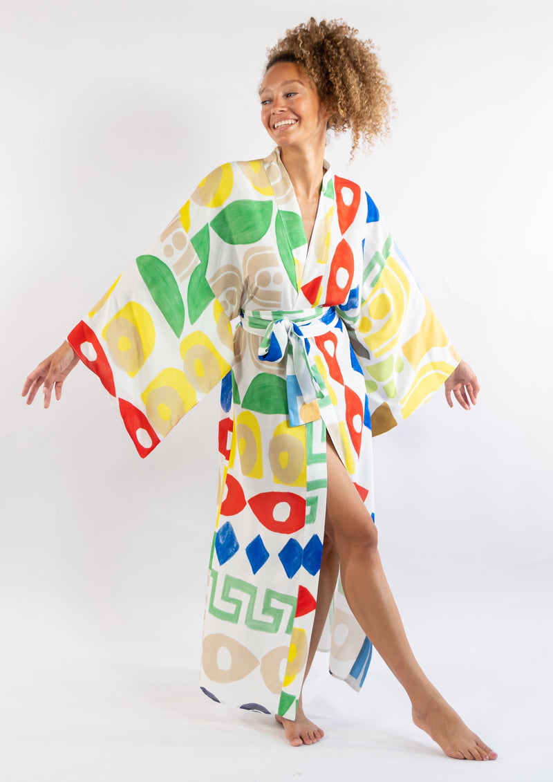 Ginga Geometrical  Long Kimono