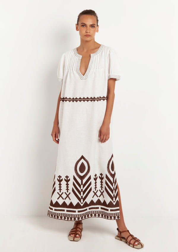 Kori-Mondsee White Brown Dress-Justbrazil