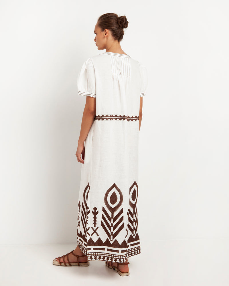 Kori-Mondsee White Brown Dress-Justbrazil
