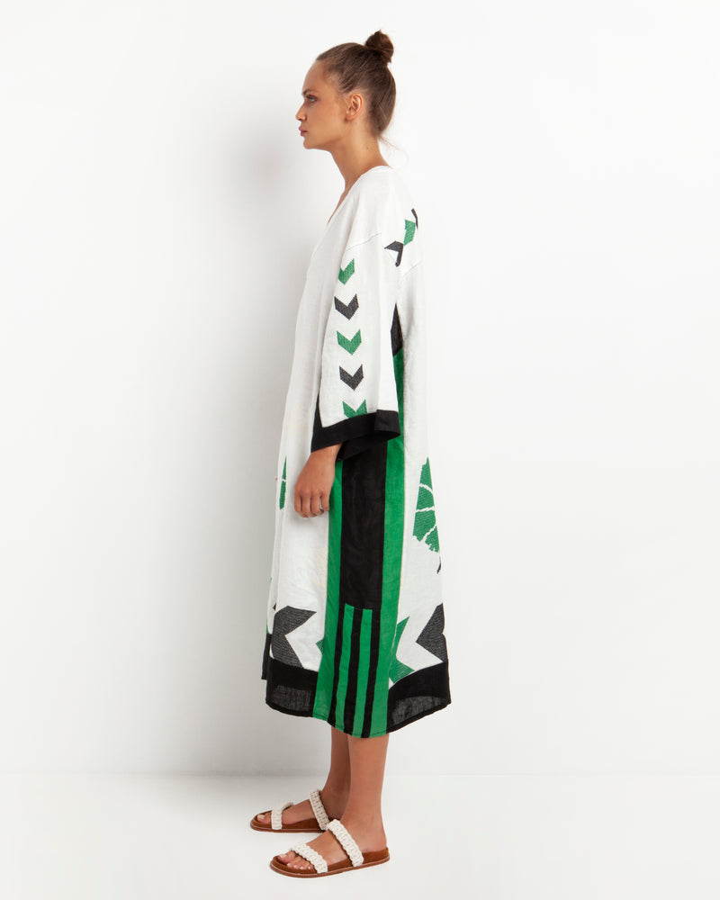 Kori-Nakuru White Green Black Dress-Justbrazil