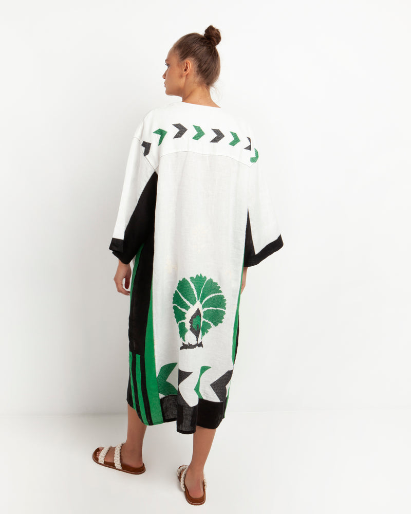 Kori-Nakuru White Green Black Dress-Justbrazil