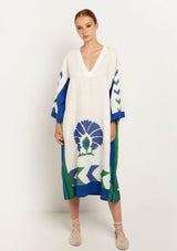 Kori-Nakuru White Green Blue Dress-Justbrazil