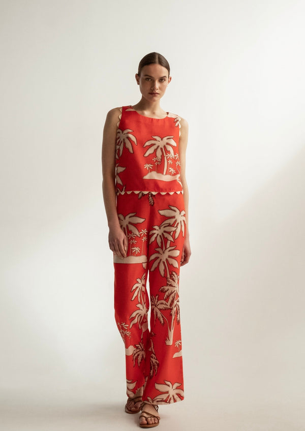 Milla-Maru Red Palm Shorts-Justbrazil