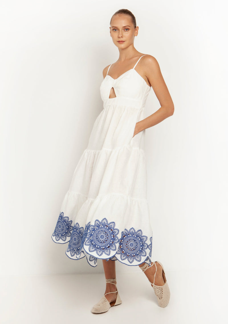 Kori-Ohrid White Blue Dress-Justbrazil