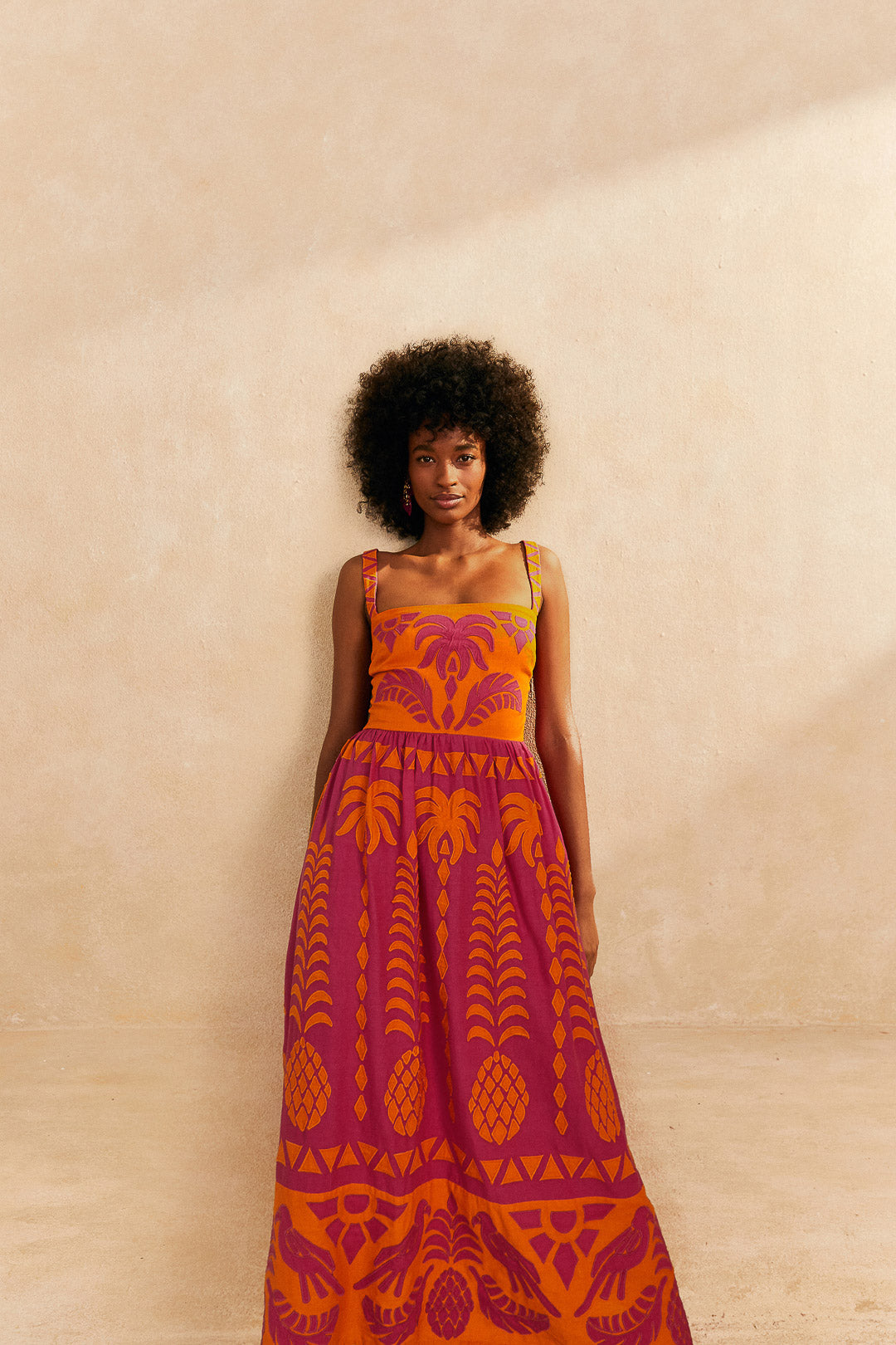 Farm Rio-Dress-Pineapple Love Orange Cutwork Dress-Just Brazil