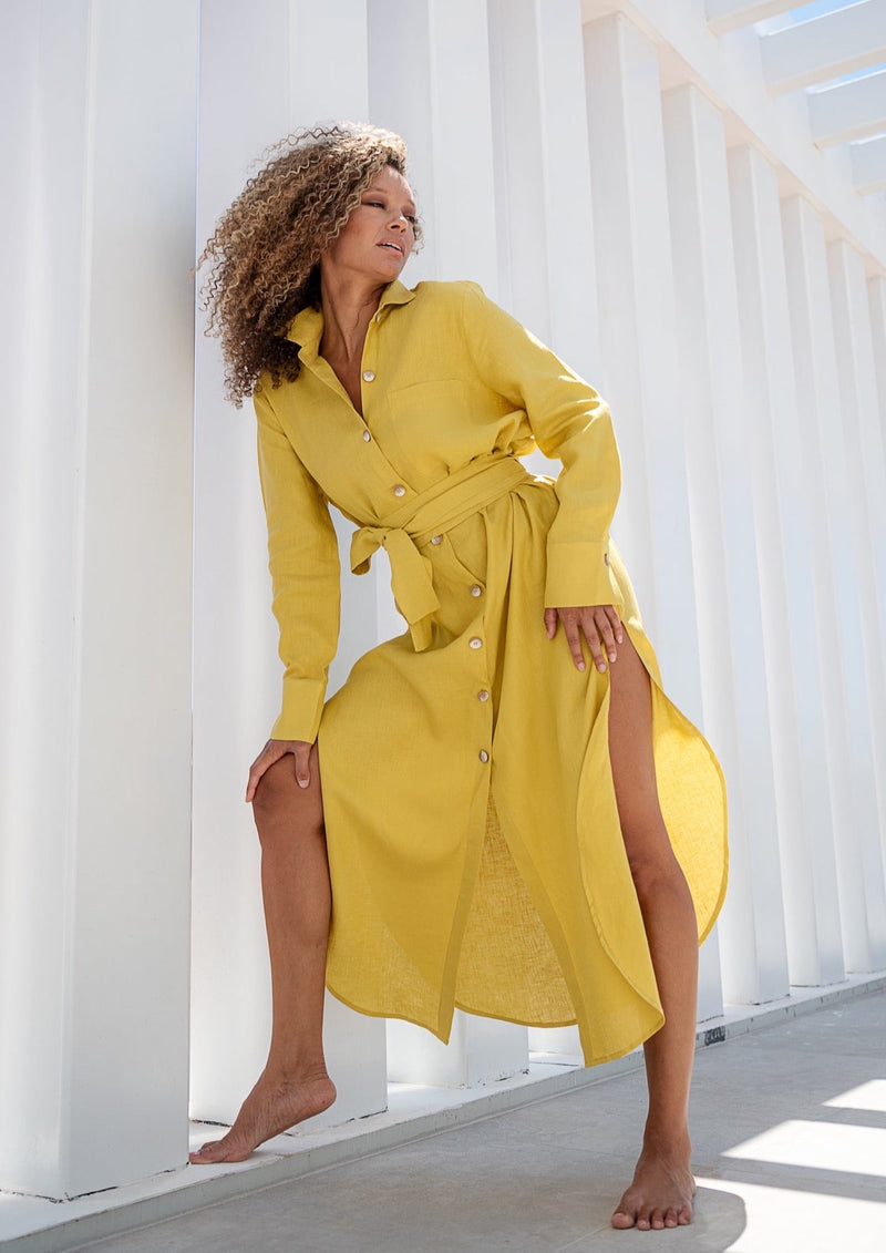 Galeria-Positano Yellow Crab Dress-Justbrazil