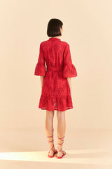 Farm Rio-Dress-Red Eyelet Mini Dress-Just Brazil