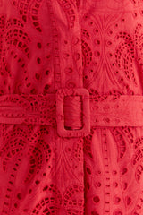 Farm Rio-Dress-Red Eyelet Mini Dress-Just Brazil