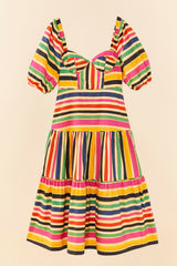 Rainbow Stripes Midi Dress