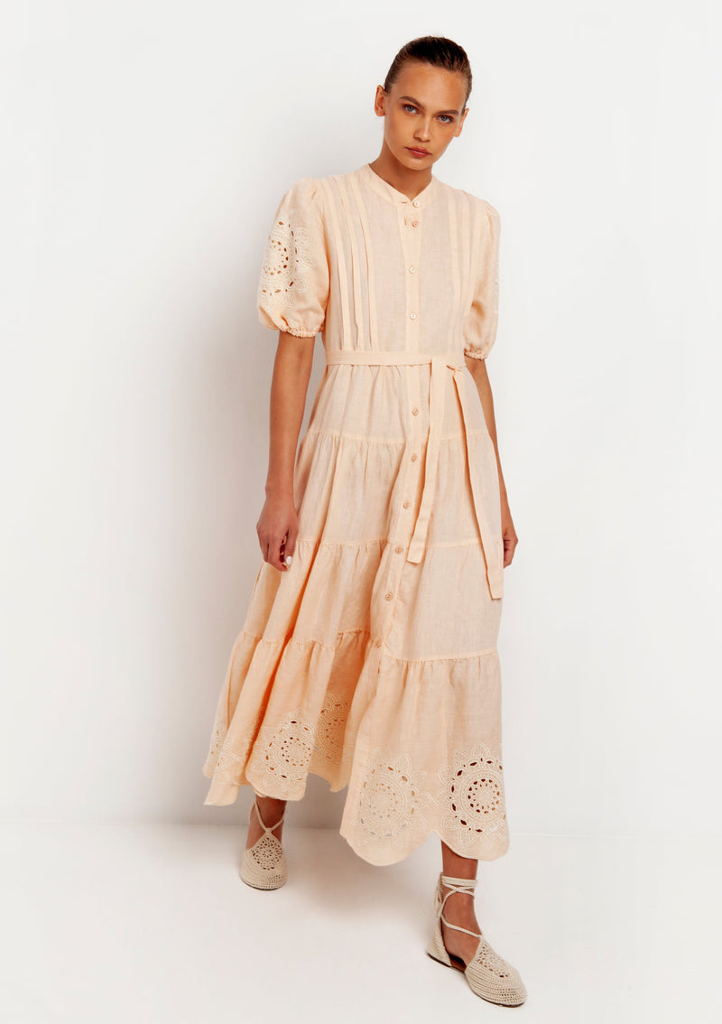 Kori-Retba Salmon Ecru Dress-Justbrazil