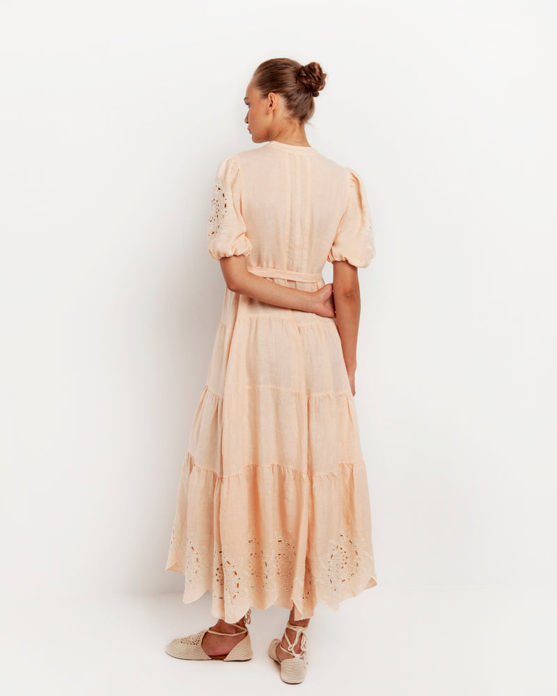 Kori-Retba Salmon Ecru Dress-Justbrazil