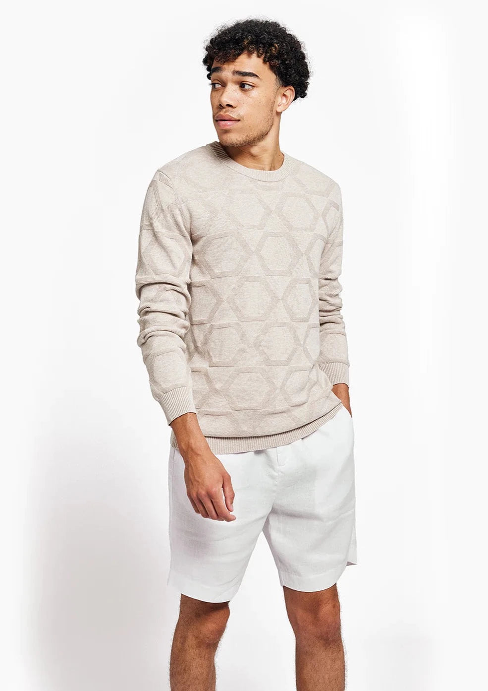 Frescobol-Ricardo Jacquard Sweater Straw-Justbrazil