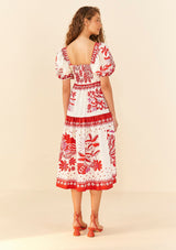 Farm Rio-Rio Tiles Eng Midi Dress-Justbrazil