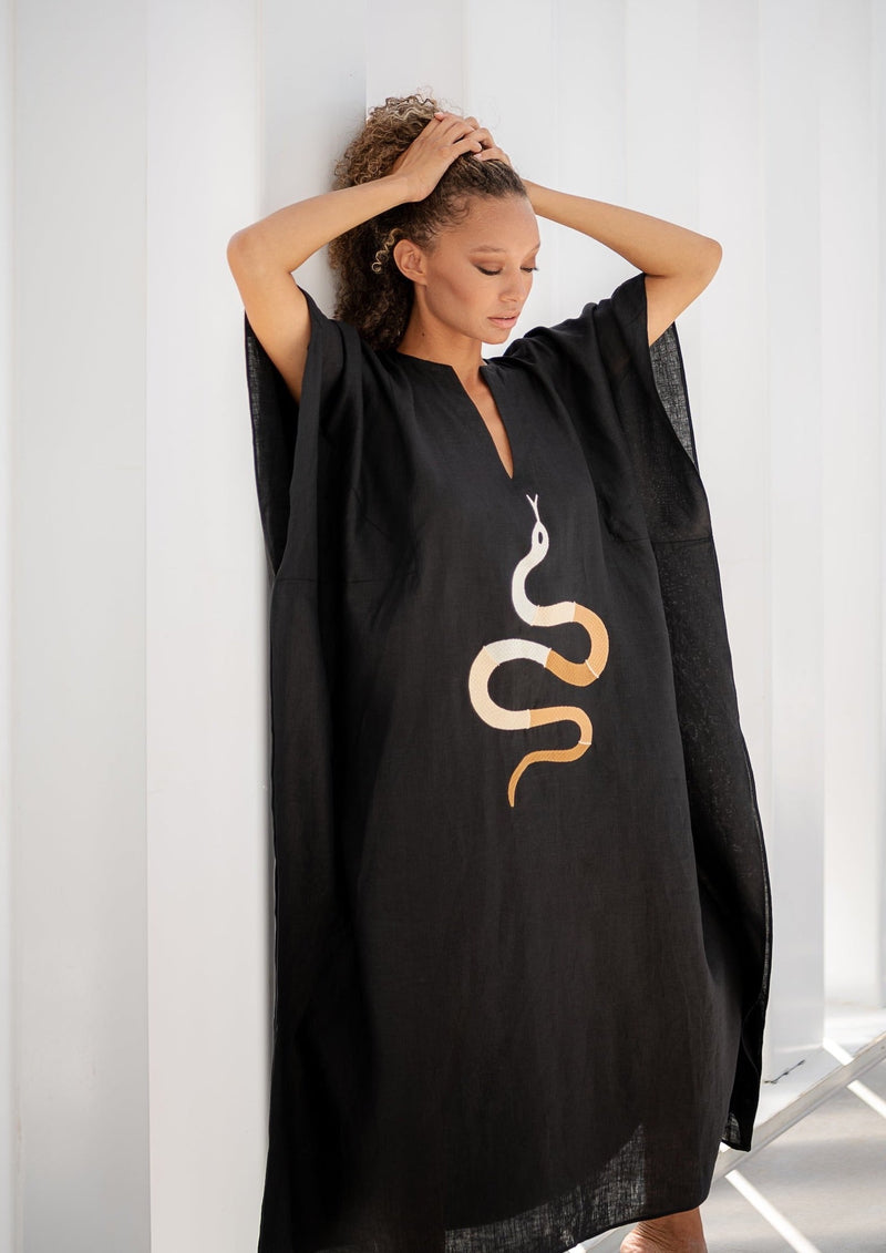 Galeria-Santos Black Snake Kaftan-Justbrazil