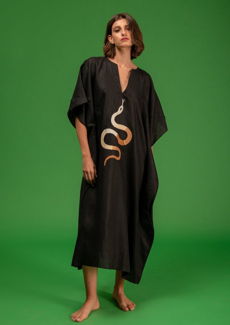 Galeria-Santos Black Snake Kaftan-Justbrazil