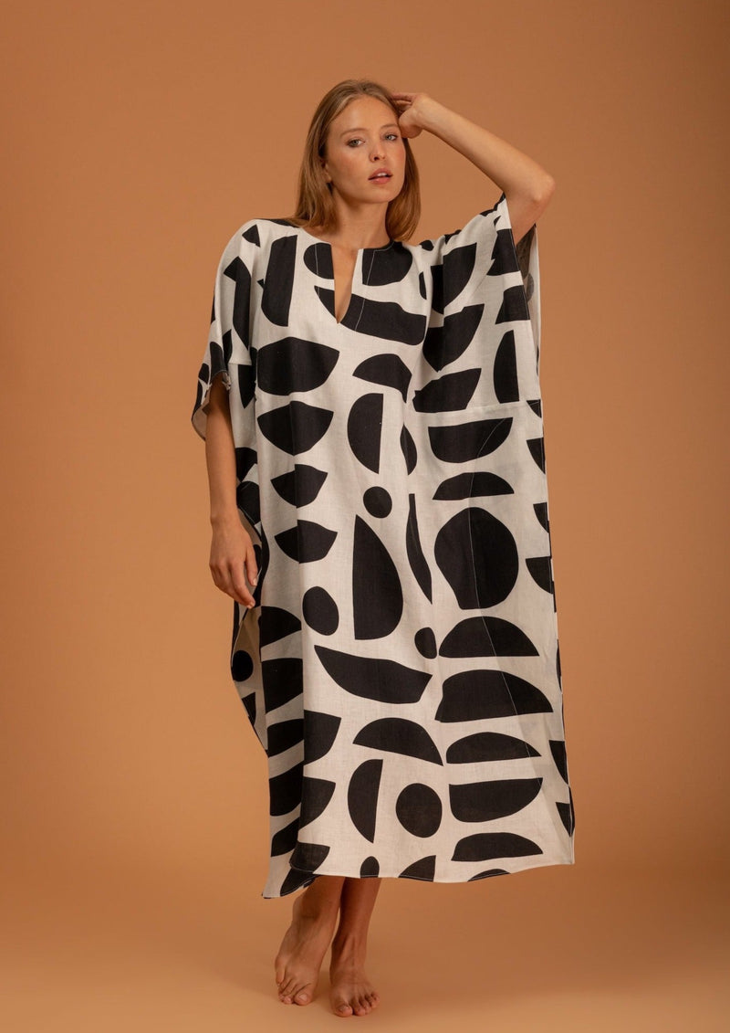 Galeria-Santos Geo Black Kaftan-Justbrazil