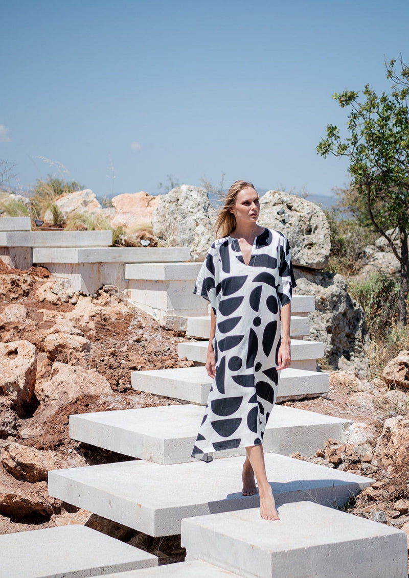 Galeria-Santos Geo Black Kaftan-Justbrazil