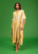 Galeria-Santos Yellow Stripes Kaftan-Justbrazil