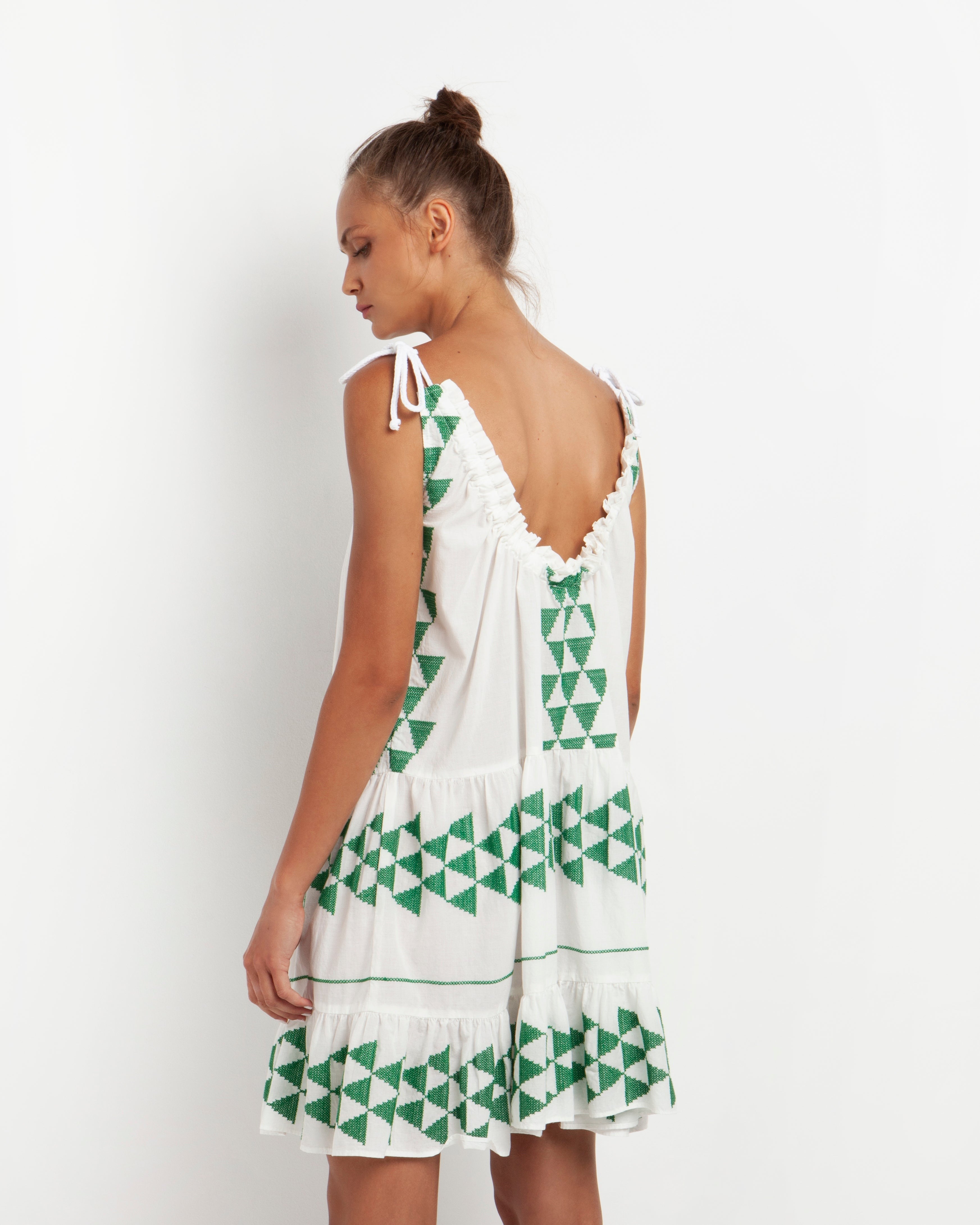 Kori-Saimaa White Green Dress-Justbrazil