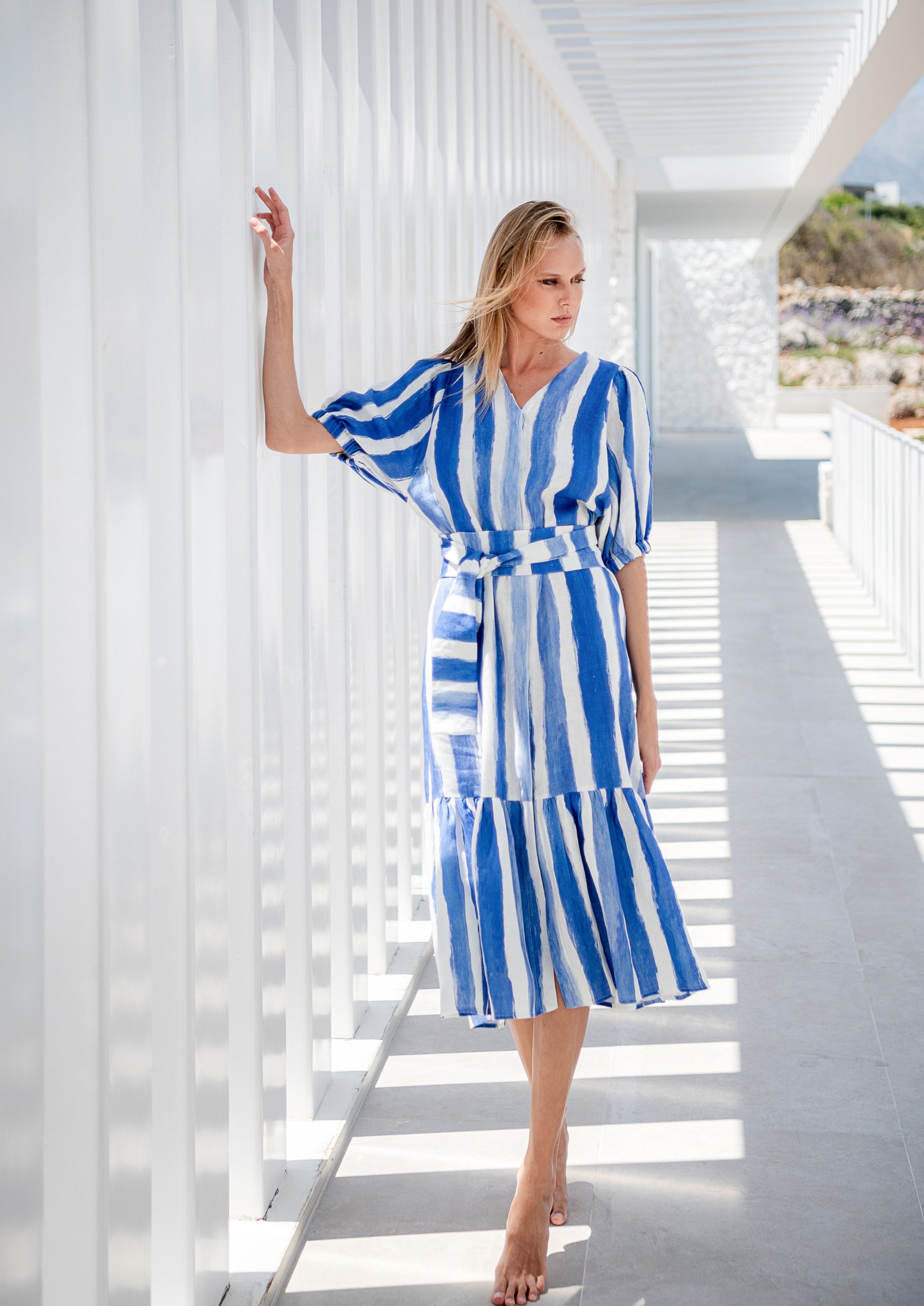 Galeria-Urca Blue Stripes Dress-Justbrazil