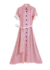 VALERIE MIDI RED LINEN DRESS EVI GRINTELA