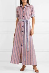 VALERIE MIDI RED LINEN DRESS EVI GRINTELA