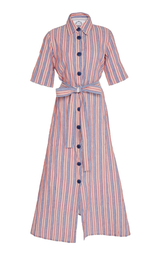 VALERIE MIDI RED LINEN DRESS EVI GRINTELA