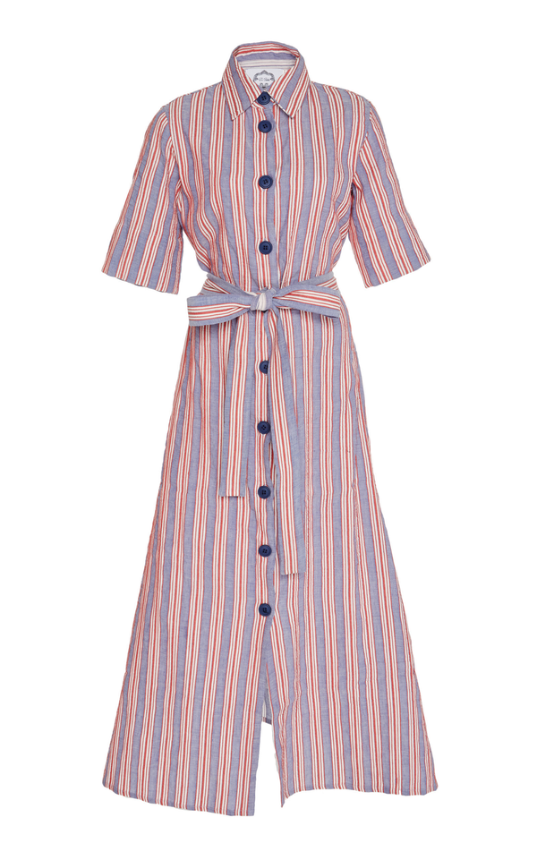 VALERIE MIDI RED LINEN DRESS EVI GRINTELA