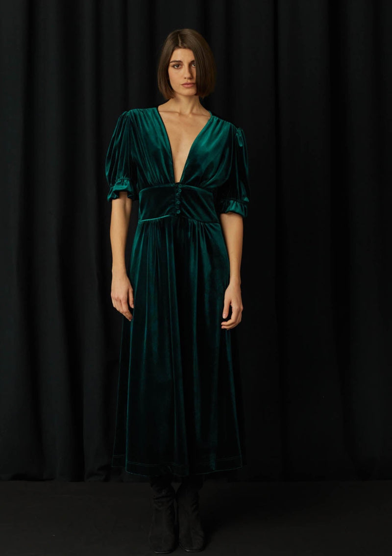 Cocar Velvet Green Dress