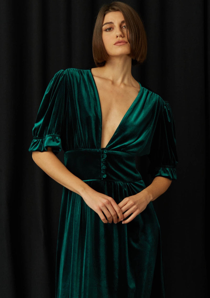 Cocar Velvet Green Dress