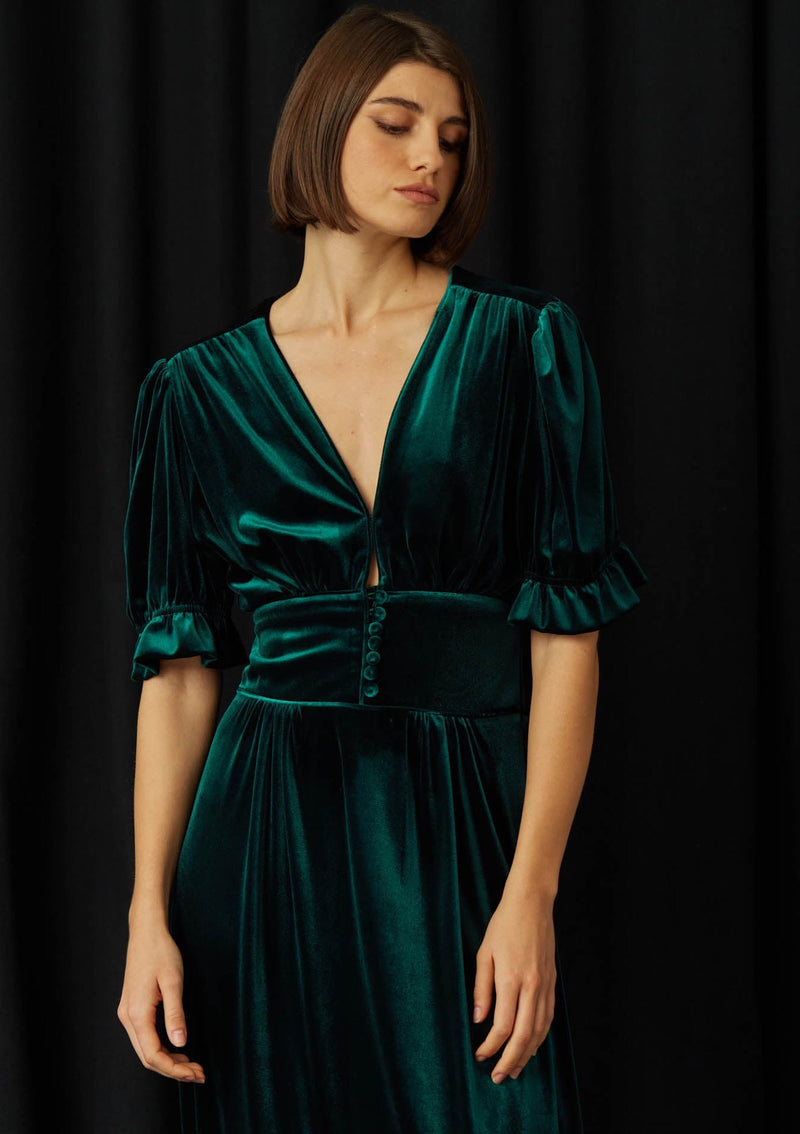 Cocar Velvet Green Dress