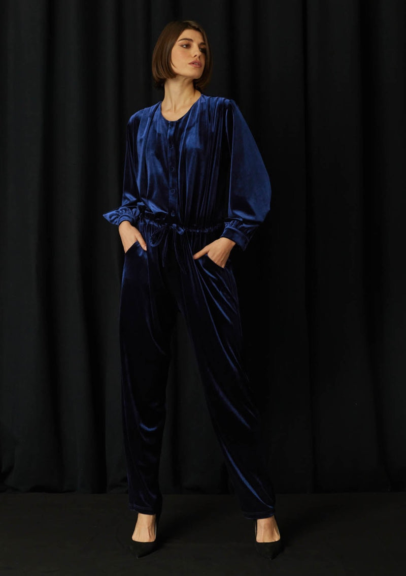 Camburi Blue Velvet Jumpsuit