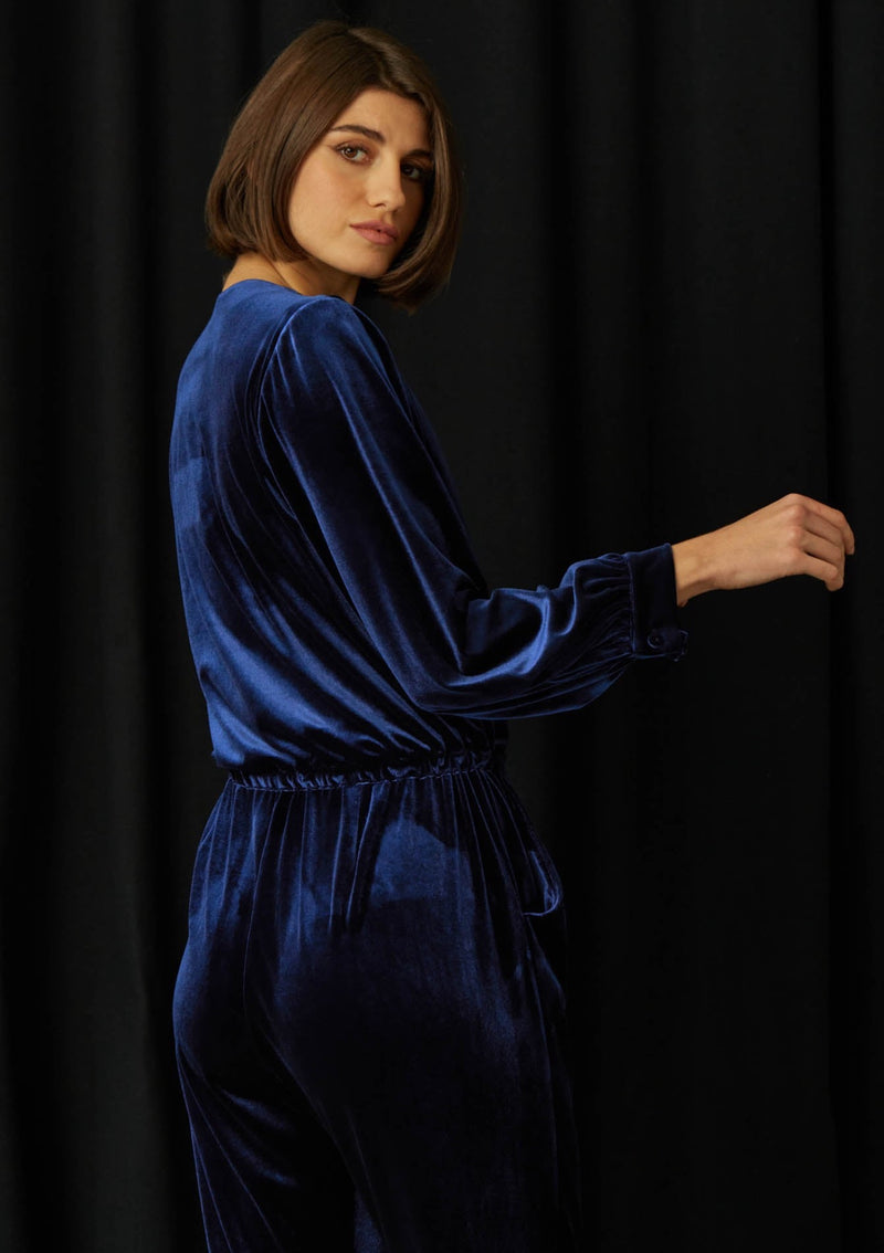 Camburi Blue Velvet Jumpsuit